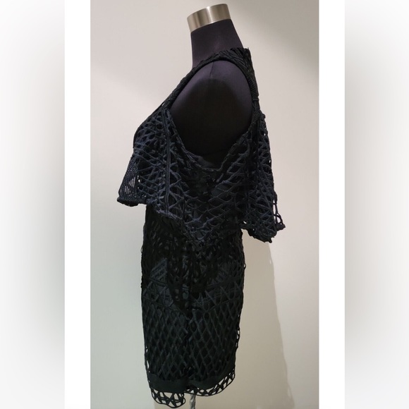 KOOKAI Crown Lace Black Cold Shoulder Mini Dress - Picture 16 of 16